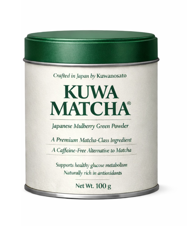 Kuwa Matcha 100g tin — premium Japanese Mulberry Green Powder